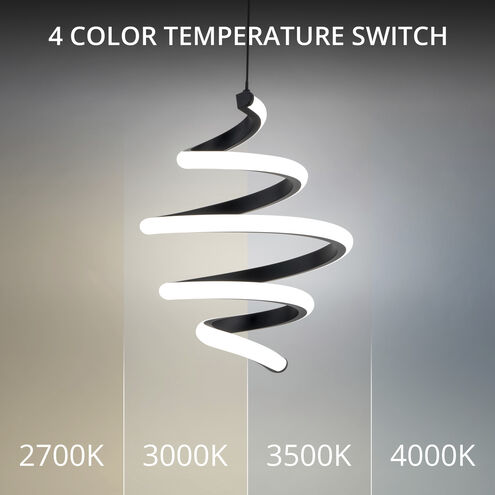 Whirl LED 8.25 inch Black Pendant Ceiling Light in 3000K, dweLED