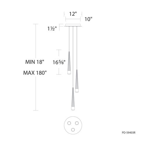 Quill LED 12 inch Chrome Multi-Light Pendant Ceiling Light, dweLED