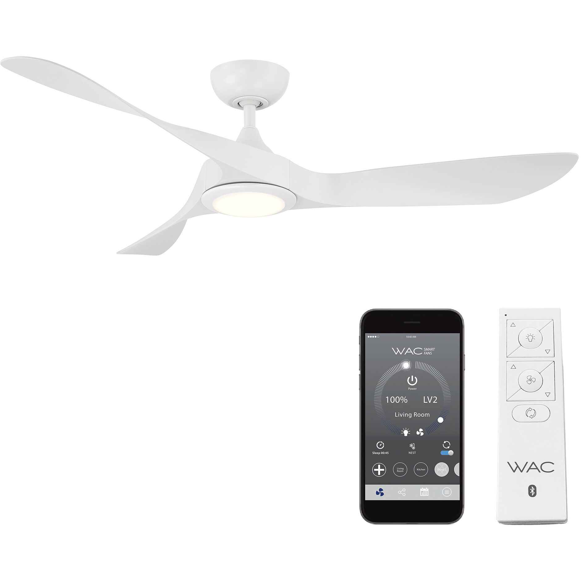 Swirl 54 inch Matte White Downrod Ceiling Fan