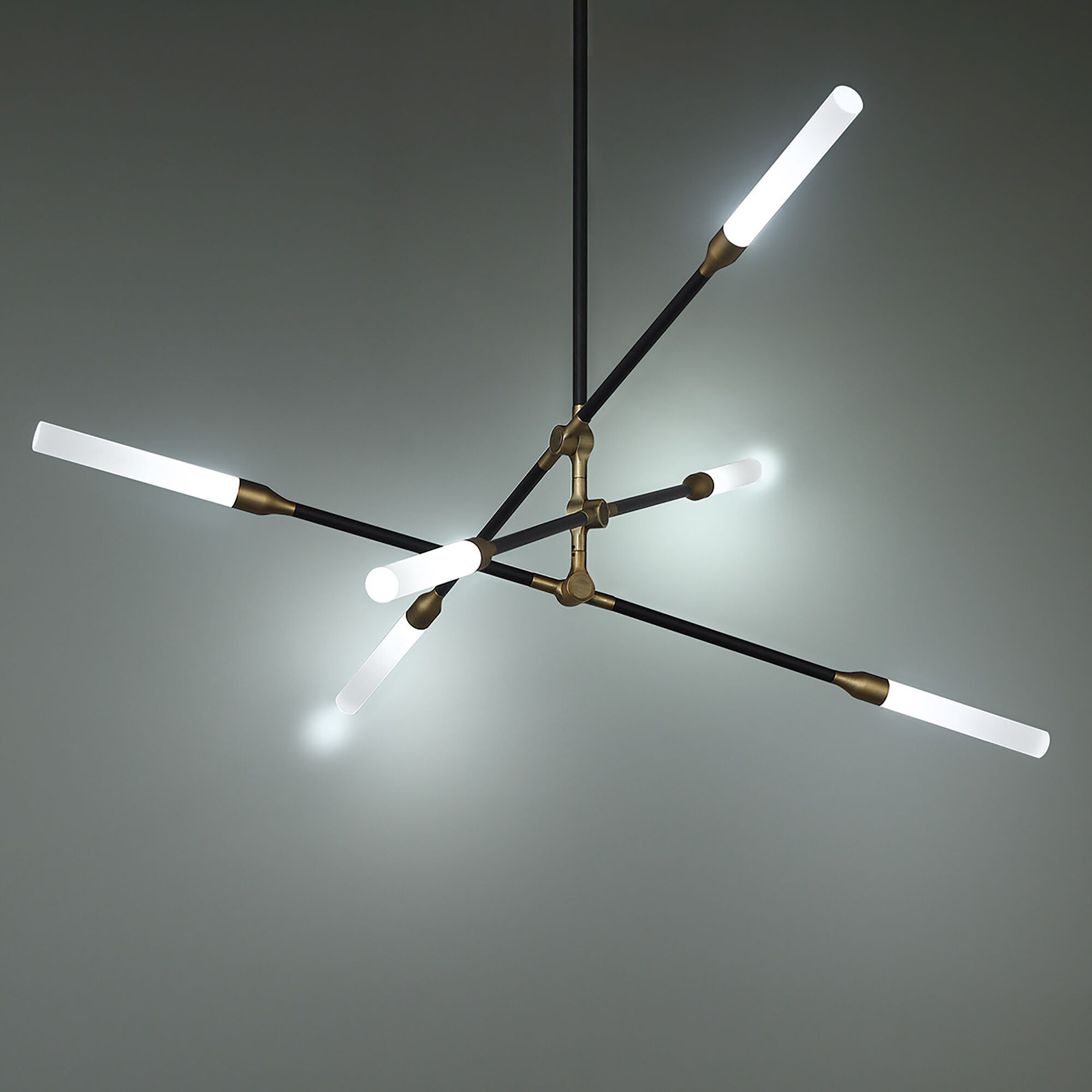 Houdini LED 36 inch Black Aged Brass Chandelier Ceiling Light, dweLED