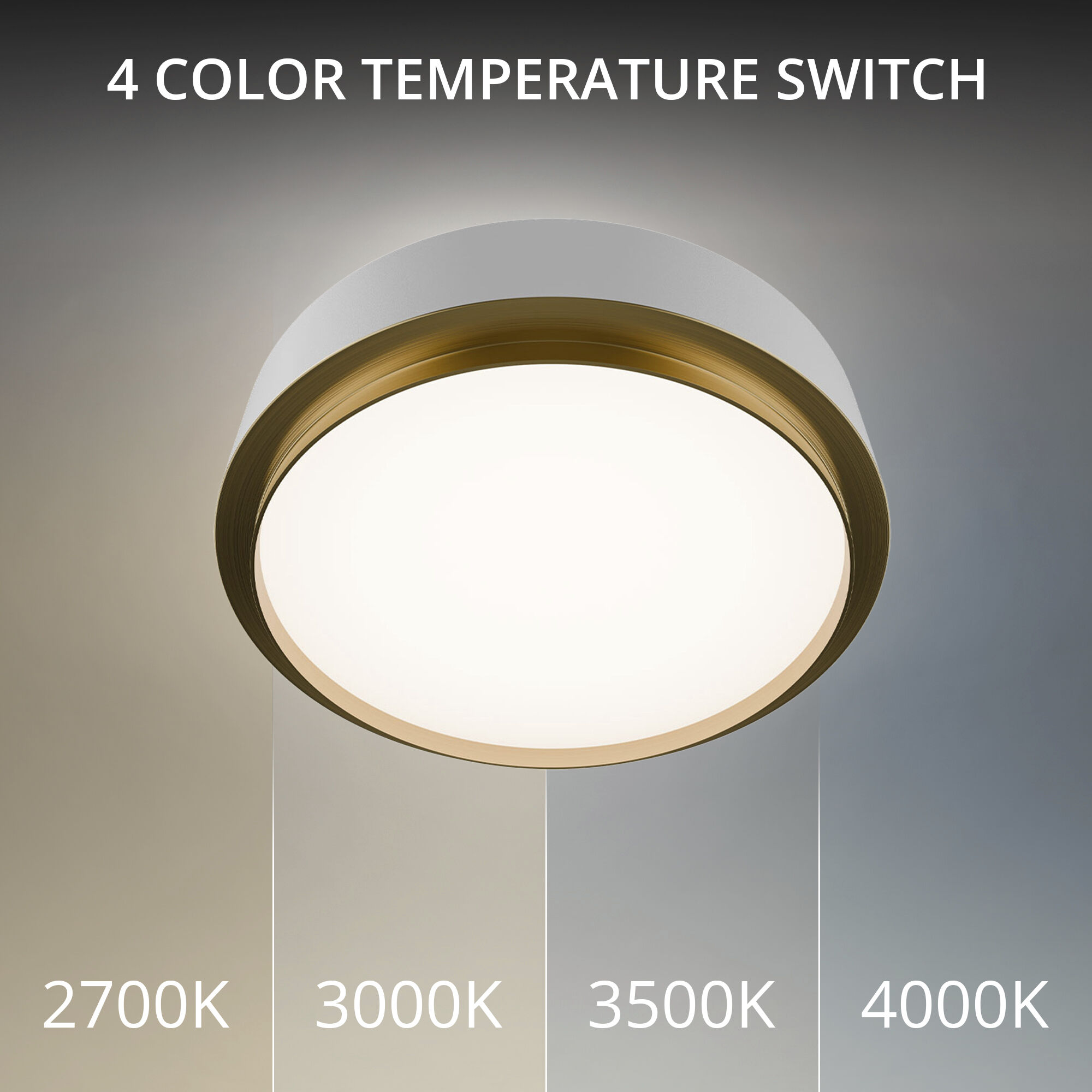 Salvo LED 15 inch White and Aged Brass Flush Mount Ceiling Light in 3000K, White/Aged Brass, dweLED