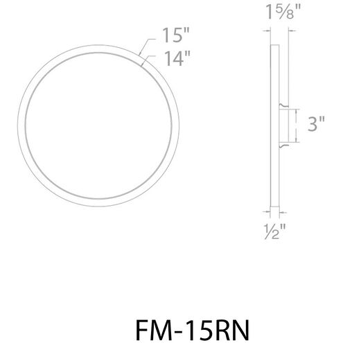 Round LED 15 inch Black Flush Mount Ceiling Light in 3500K