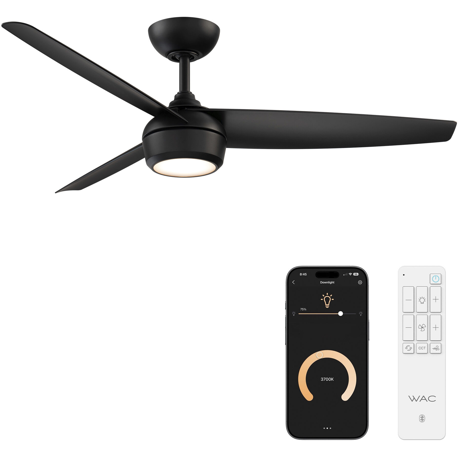 Ferris 52 inch Matte Black Ceiling Fan
