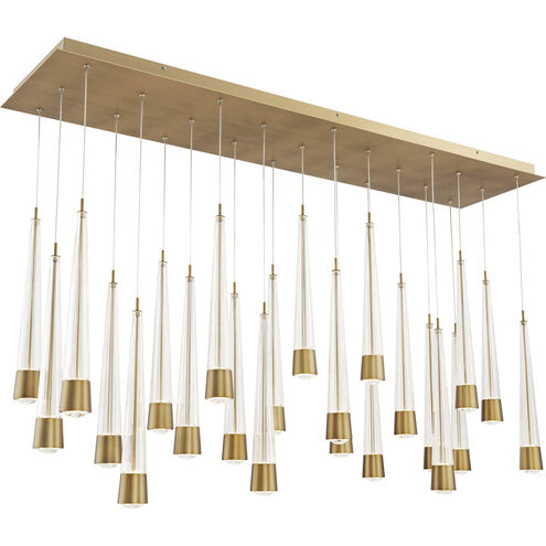 Quill LED 23 inch Aged Brass Multi-Light Pendant Ceiling Light, dweLED