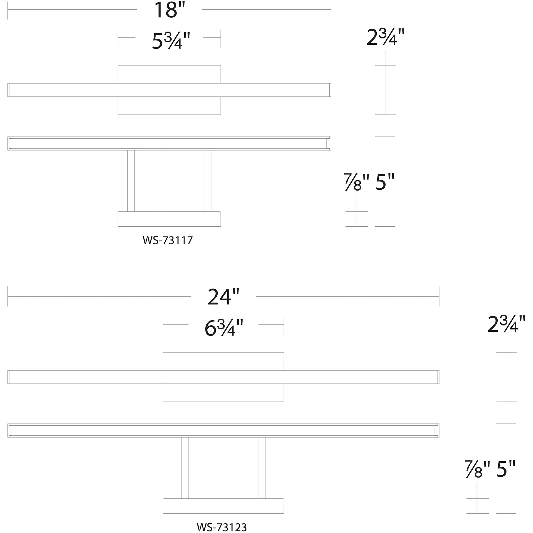 Parallax LED 24 inch Brushed Nickel Bath Vanity & Wall Light in 2700K, dweLED