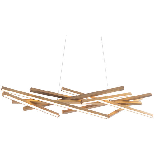 Parallax 8 Light 55 inch Aged Brass Linear Pendant Ceiling Light in 55in, dweLED