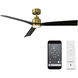 Clean 52 inch Soft Brass Matte Black with Matte Black Blades Downrod Ceiling Fans in Satin Brass Matte Black, Smart Fan