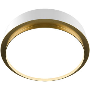 Salvo LED 15 inch White and Aged Brass Flush Mount Ceiling Light in 3000K, White/Aged Brass, dweLED