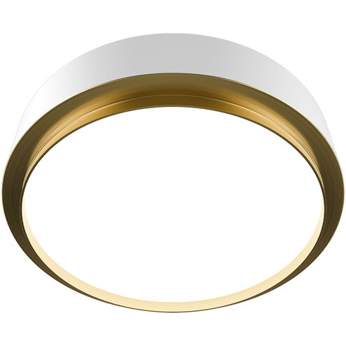 Salvo LED 15 inch White and Aged Brass Flush Mount Ceiling Light in 3000K, White/Aged Brass, dweLED