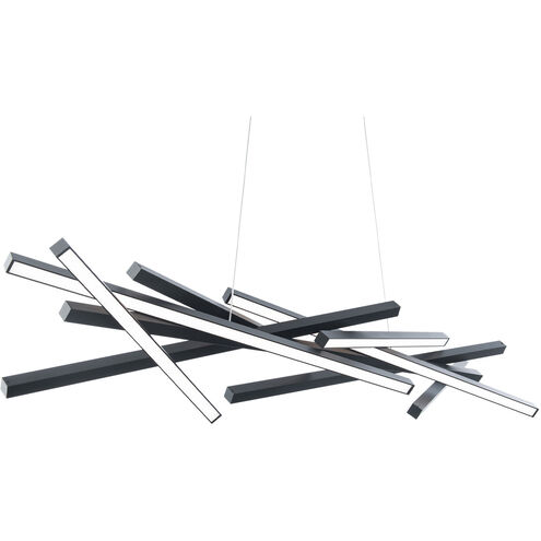 Parallax 8 Light 55 inch Black Linear Pendant Ceiling Light in 55in, dweLED