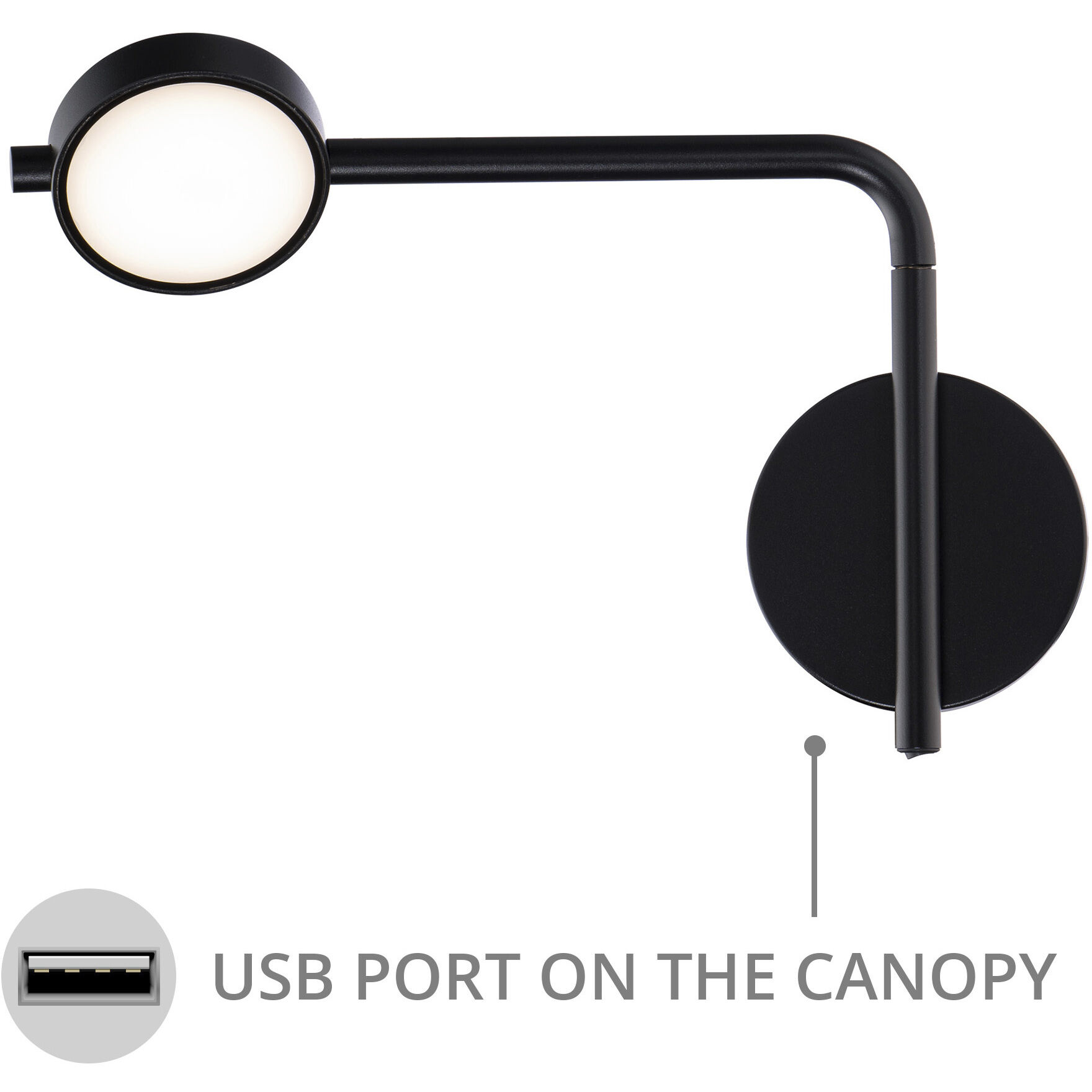 Elbo Reading Light Wall Light in 2700K, Black, dweLED