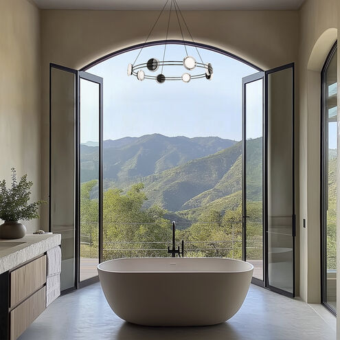 Bracelet LED 32.25 inch Black Chrome Pendant Ceiling Light in 3500K, Black/Chrome, dweLED