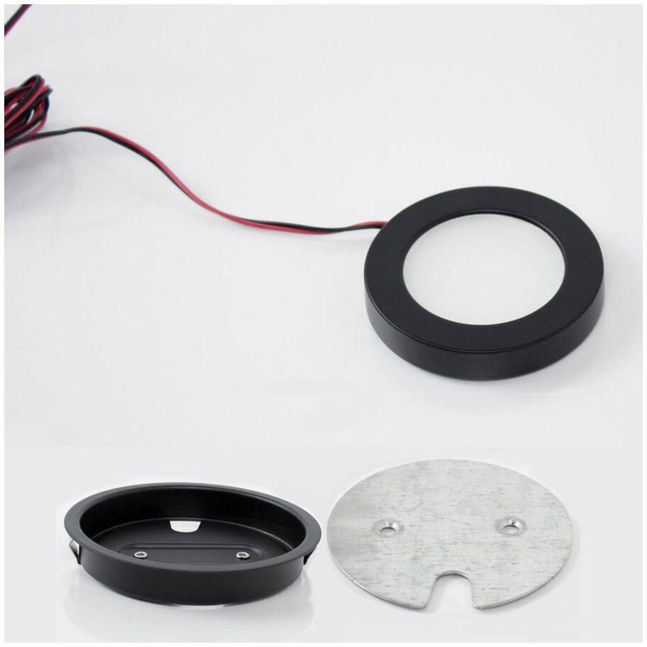 LED Button Light 24 LED 3 inch Black Puck Light in 2700K