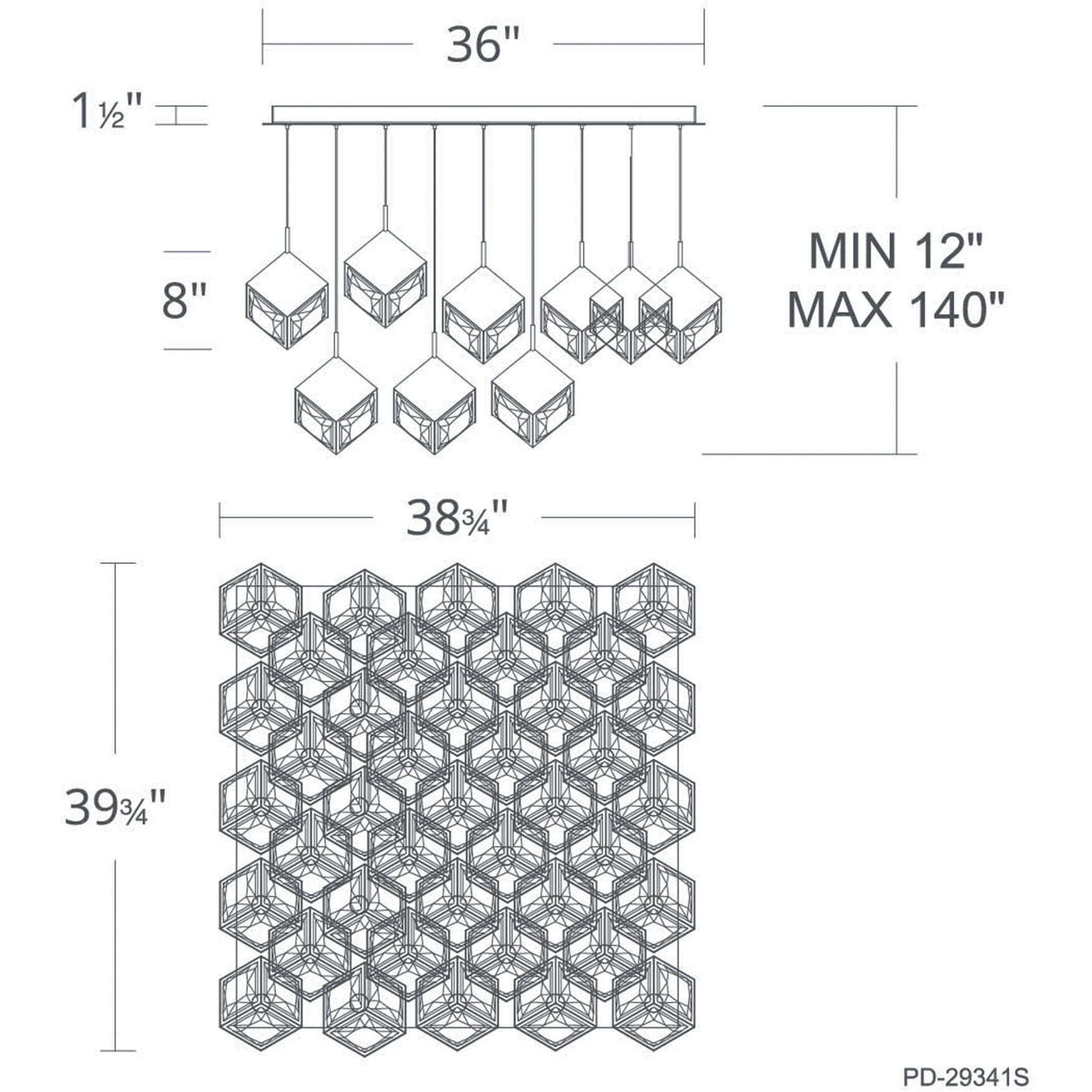 Ice Cube LED 10.25 inch Black Multi-Light Pendant Ceiling Light, dweLED