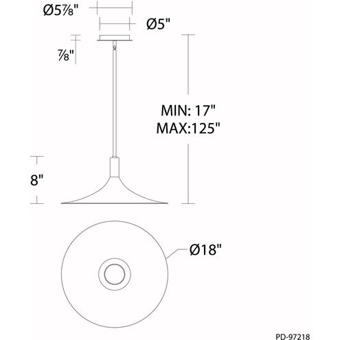 Cochere LED 18 inch Black Gold Aged Brass Pendant Ceiling Light, dweLED