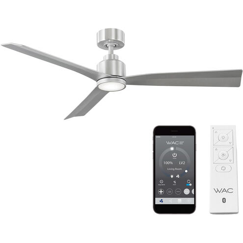 Clean 52 inch Brushed Aluminum Downrod Ceiling Fan in Included, Smart Fan