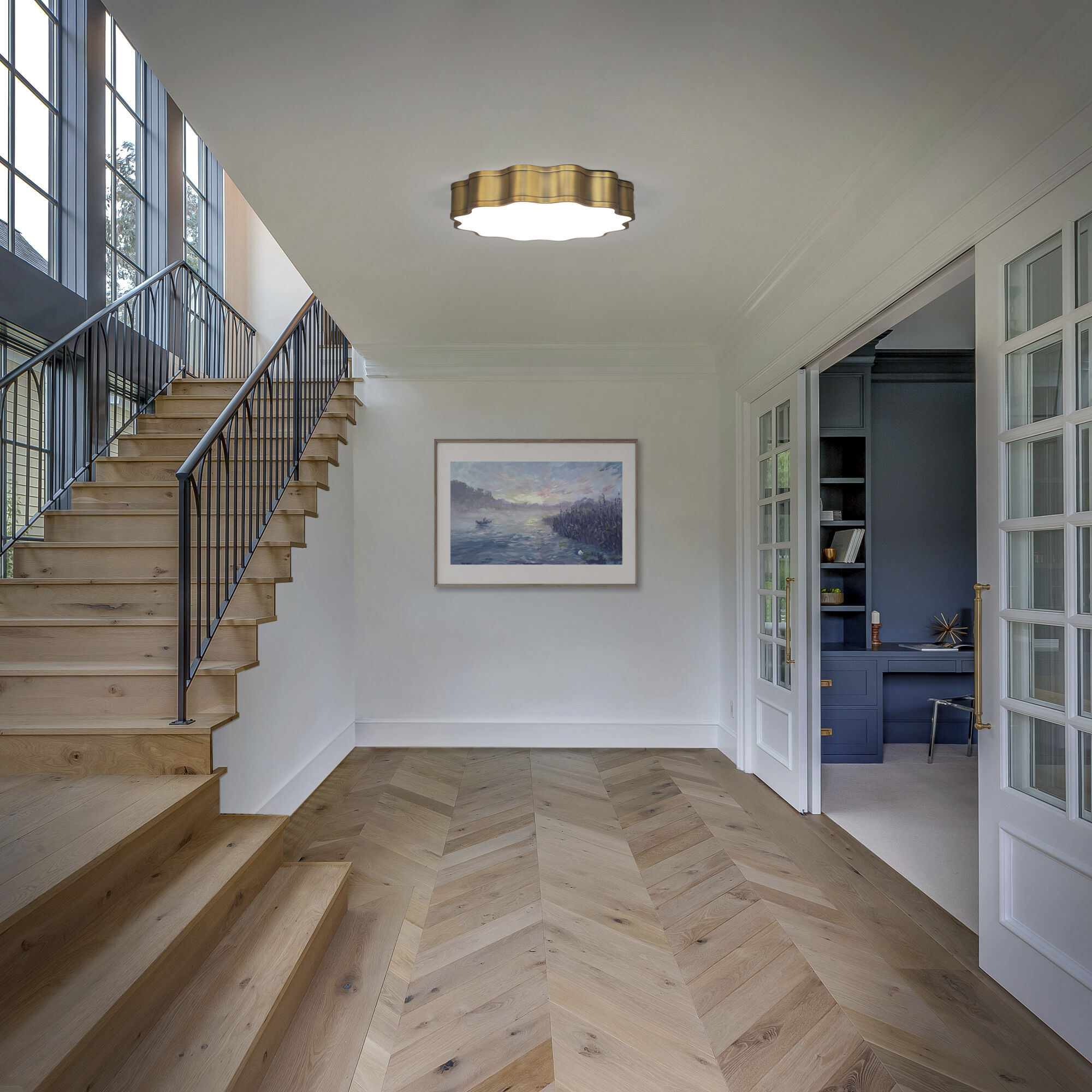 Vaughan LED 20 inch Aged Brass Flush Mount Ceiling Light, dweLED