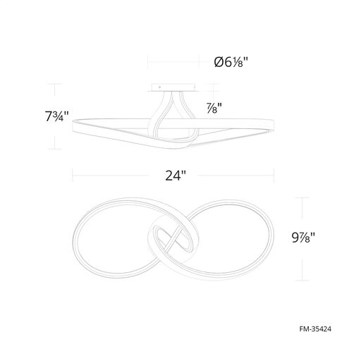 Mobius LED 9.88 inch Chrome Semi-Flush Mount Ceiling Light, dweLED