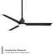 Flair 56 inch Matte Black with Matte White Blades Downrod Ceiling Fan