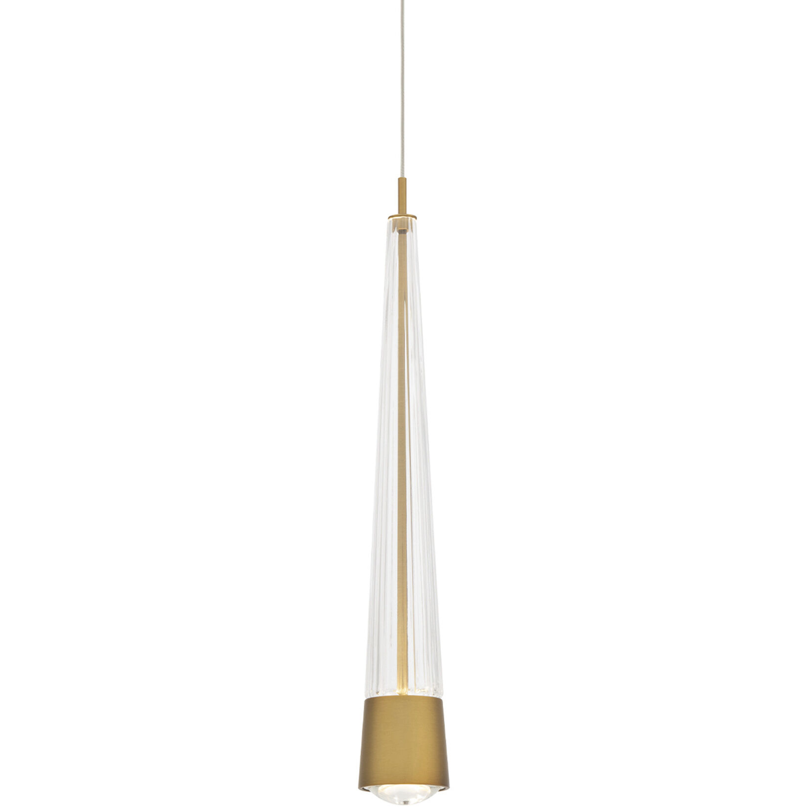 Quill LED 2.34 inch Aged Brass Pendant Ceiling Light in 3000K, dweLED