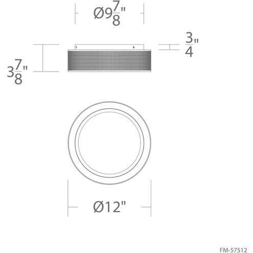Grille LED 12 inch Aged Brass Flush Mount Ceiling Light in 2700K, dweLED
