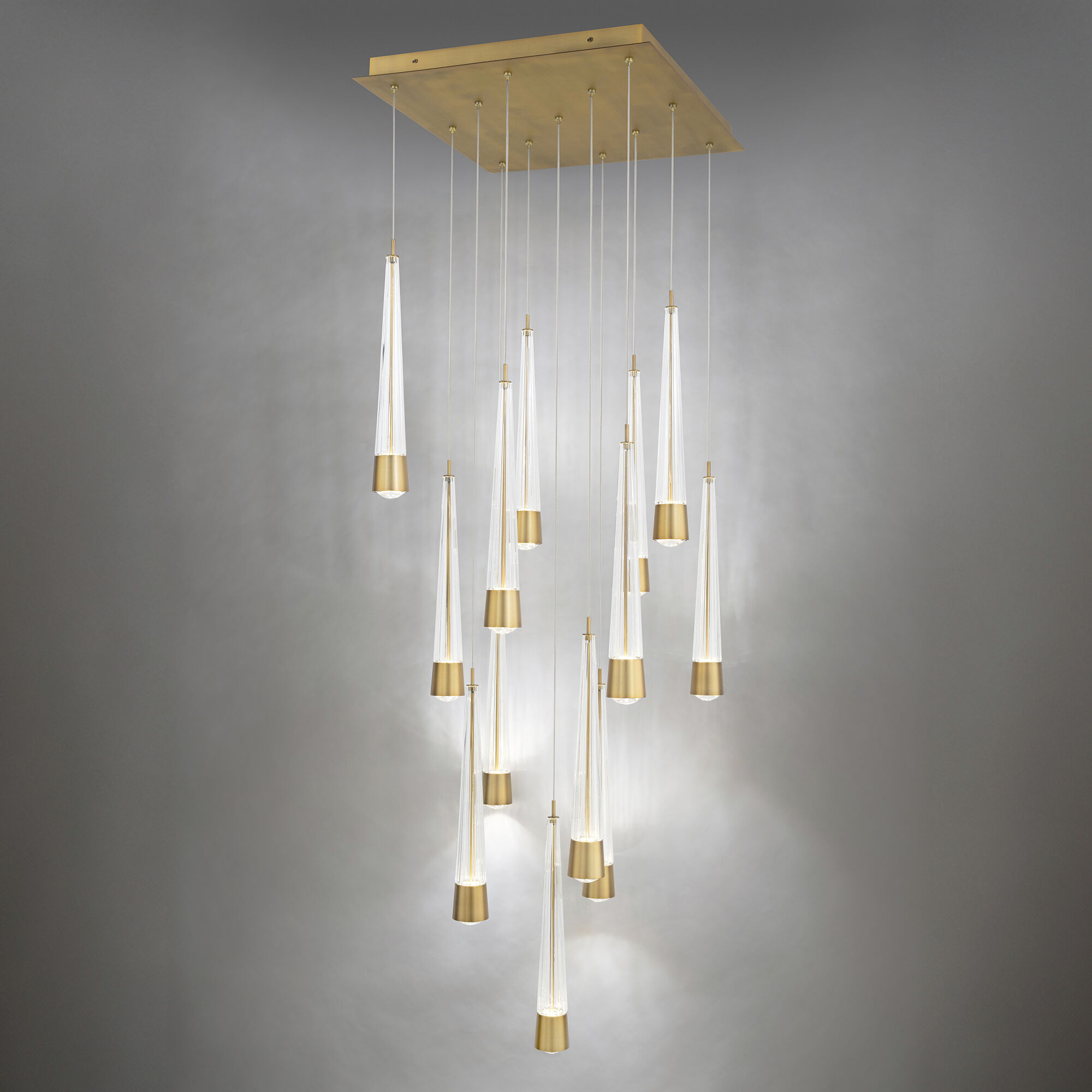 Quill LED 5 inch Aged Brass Multi-Light Pendant Ceiling Light, dweLED