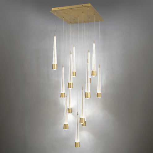 Quill LED 5 inch Aged Brass Multi-Light Pendant Ceiling Light, dweLED