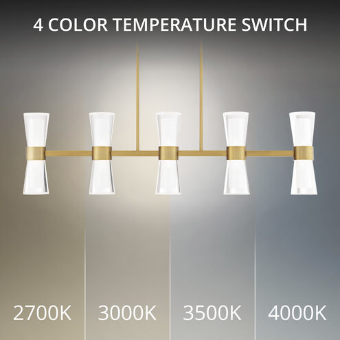 Hourglass Linear Pendant Ceiling Light in 3500K, Aged Brass, dweLED