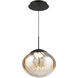 Swayzey LED 9.5 inch Powder Coated Black Mini-Pendant Ceiling Light in Black Amber Glass, dweLED