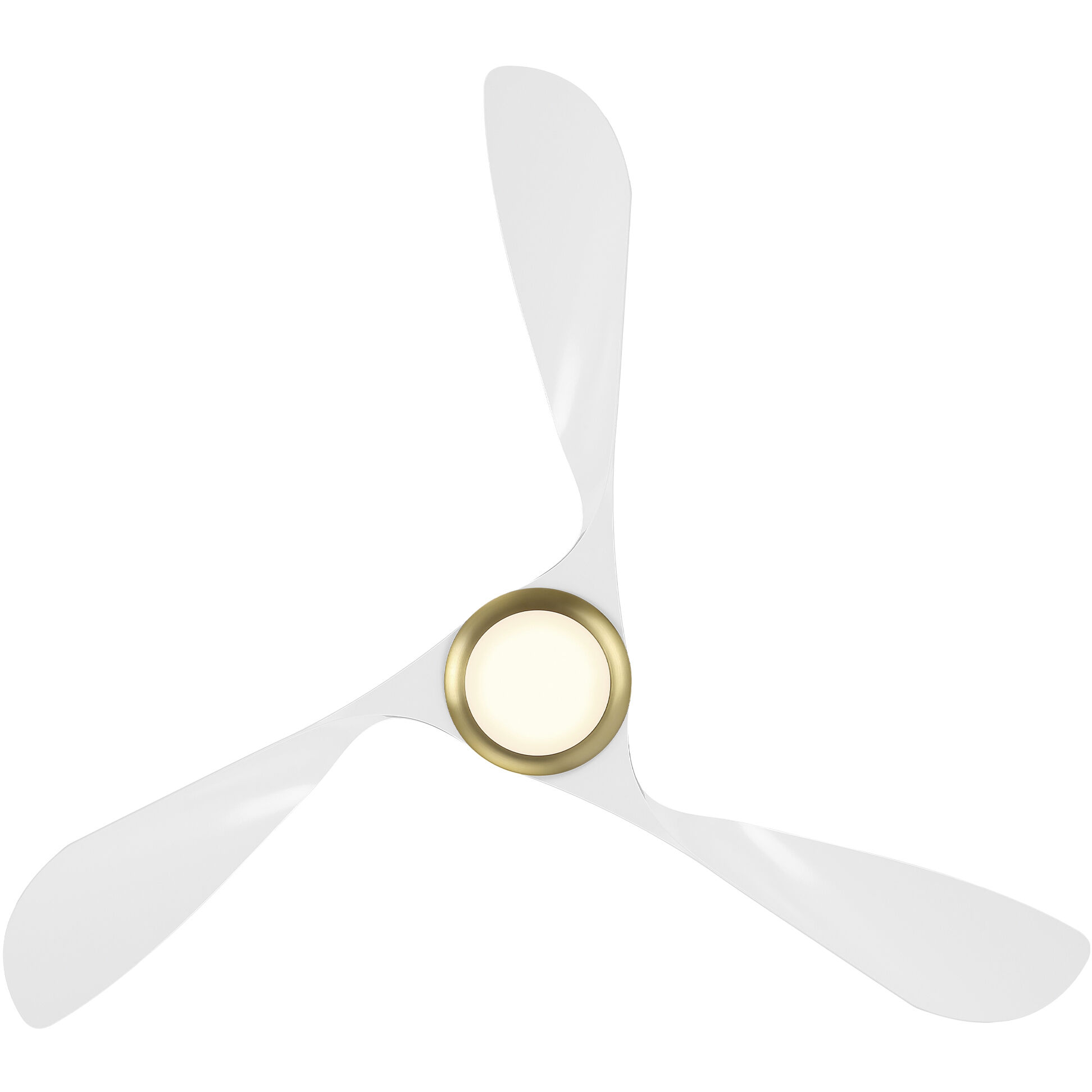 Swirl 54 inch Soft Brass Matte White with Matte White Blades Downrod Ceiling Fans, Smart Fan