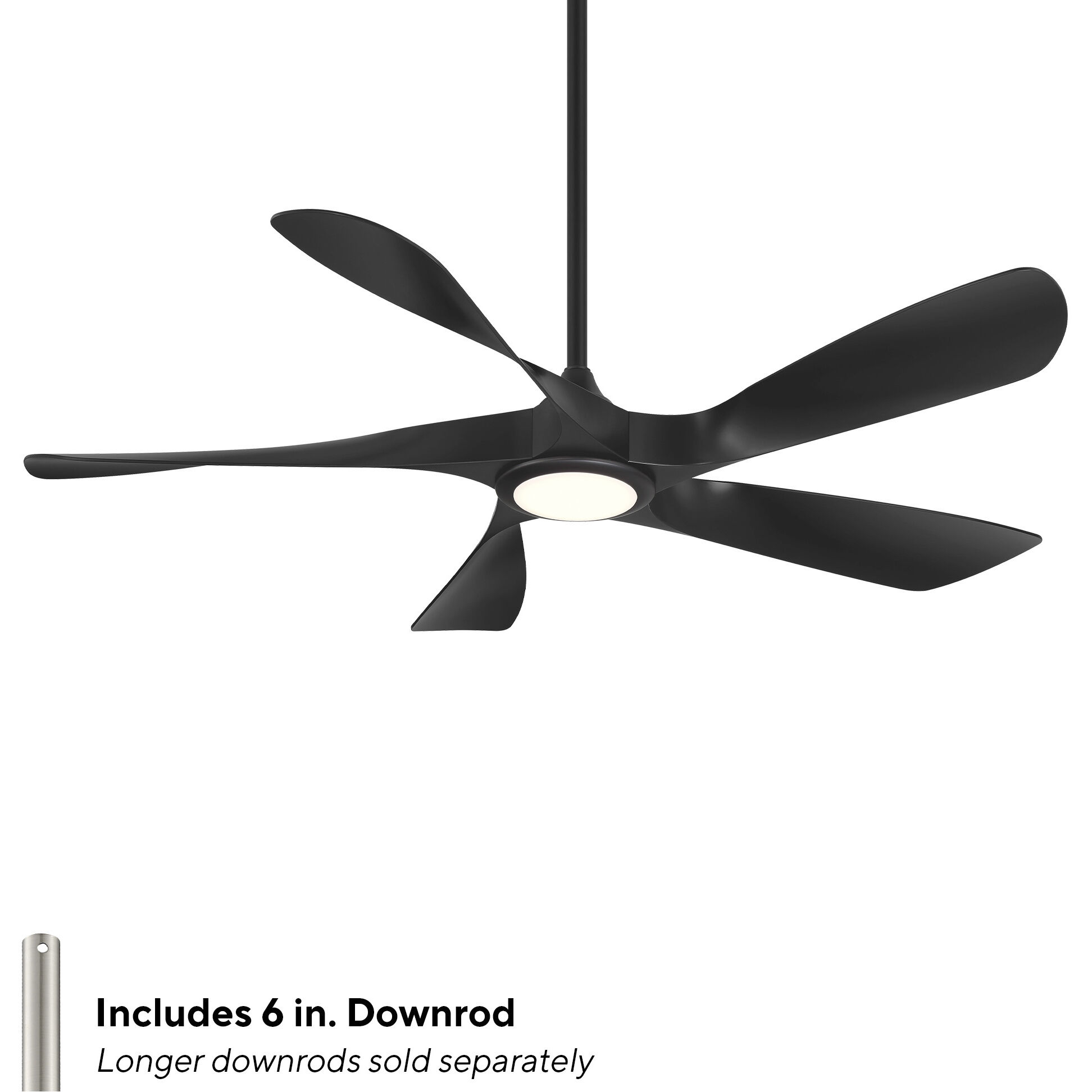 Swirl 5 54 inch Matte Black Downrod Ceiling Fan
