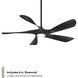 Swirl 5 54 inch Matte Black Downrod Ceiling Fan