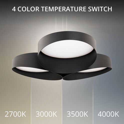 Triolet LED 36 inch Black Pendant Ceiling Light in 3500K, dweLED