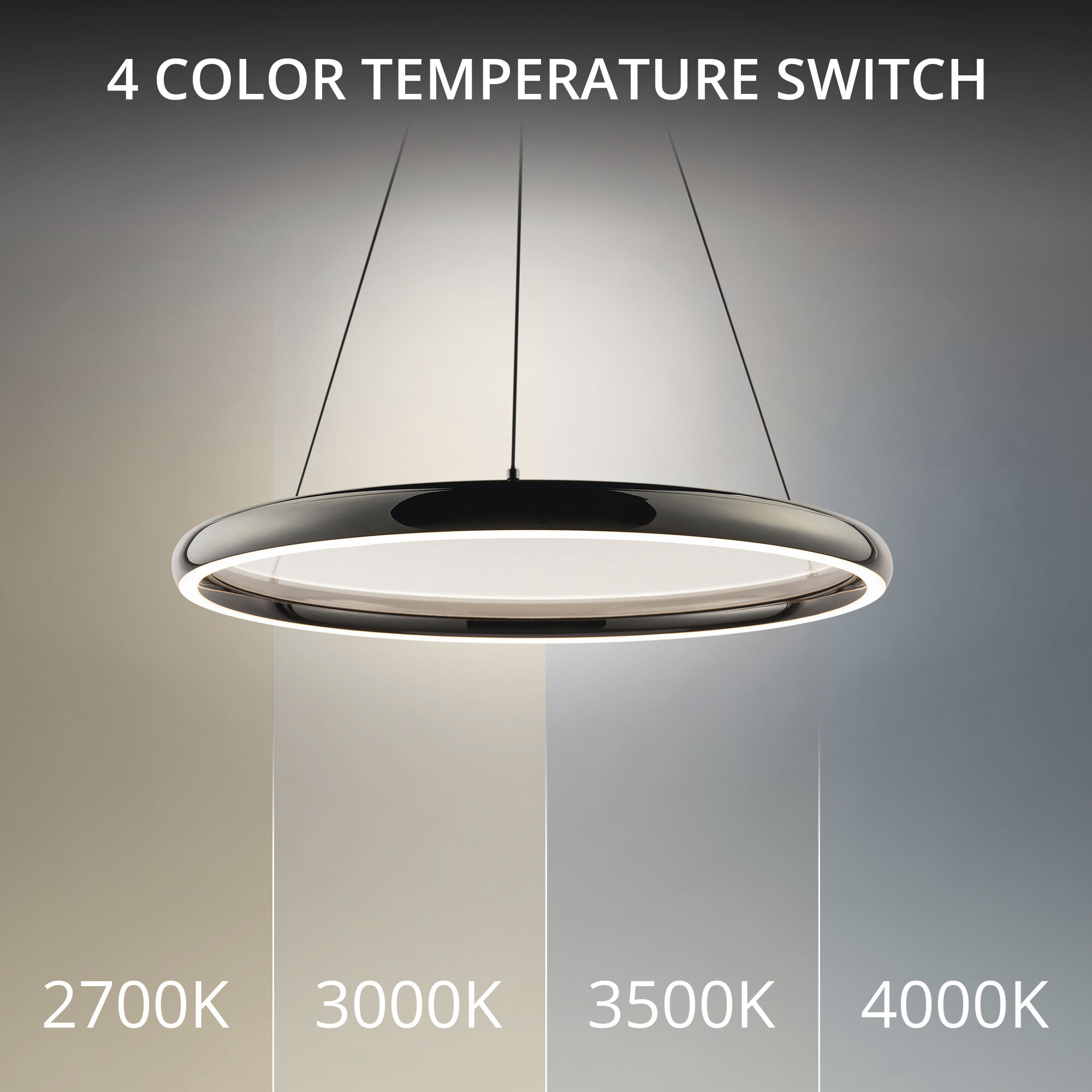 Huxley LED 23.38 inch Black Chrome Pendant Ceiling Light in 3000K, dweLED