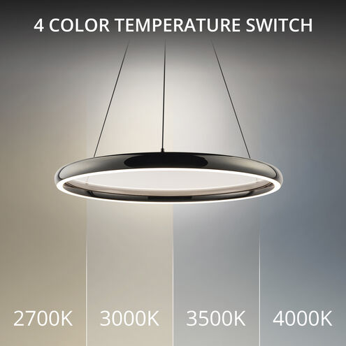 Huxley LED 23.38 inch Black Chrome Pendant Ceiling Light in 3500K, dweLED