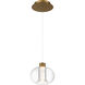 Crater LED 8.25 inch Aged Brass Mini-Pendant Ceiling Light, dweLED