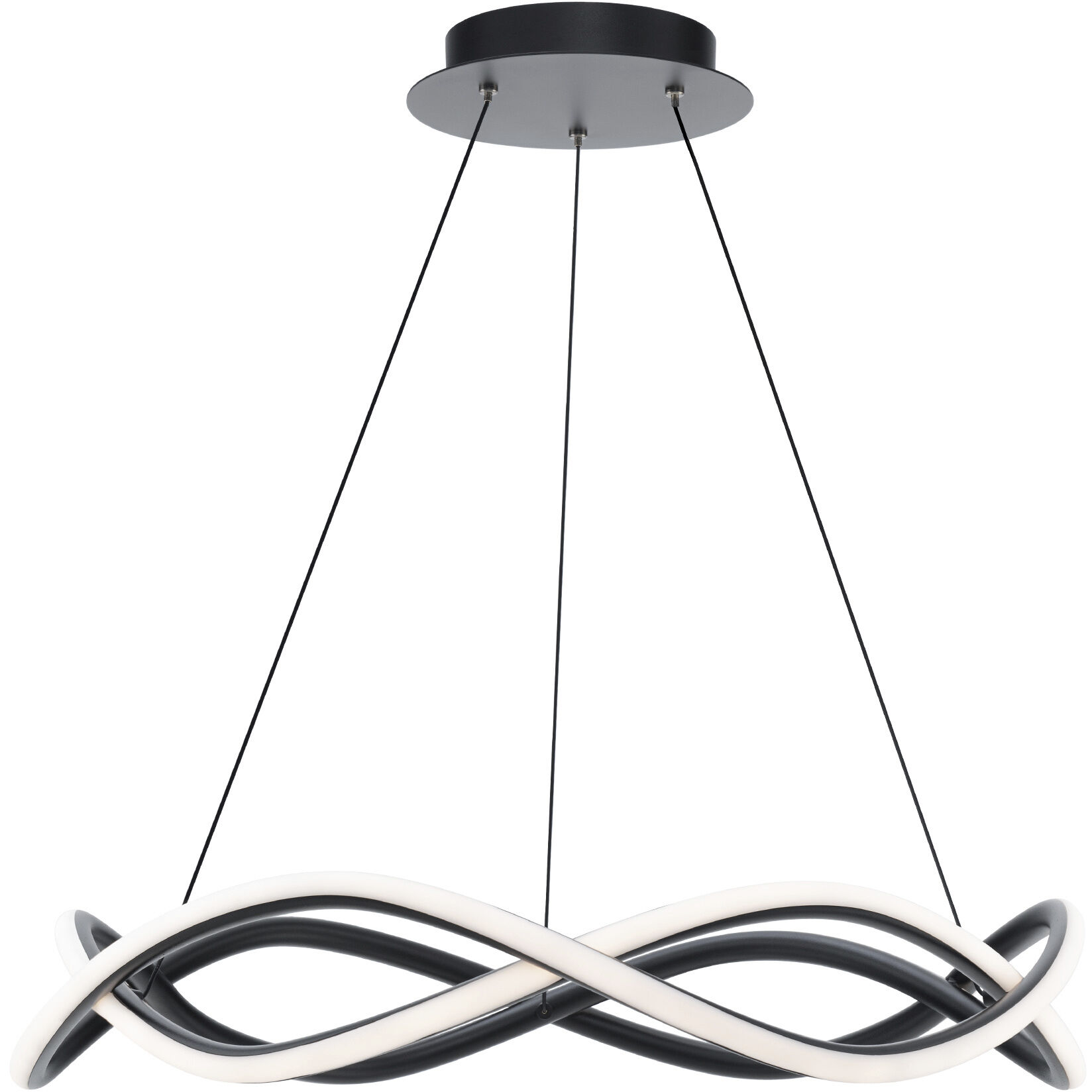 Swerve LED 26 inch Black Chandelier Ceiling Light in 3000K, dweLED