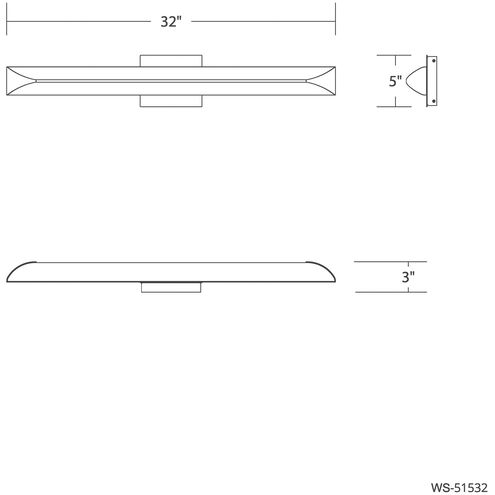 Straitaway LED 32 inch Black Bath Vanity & Wall Light in 4000K, dweLED