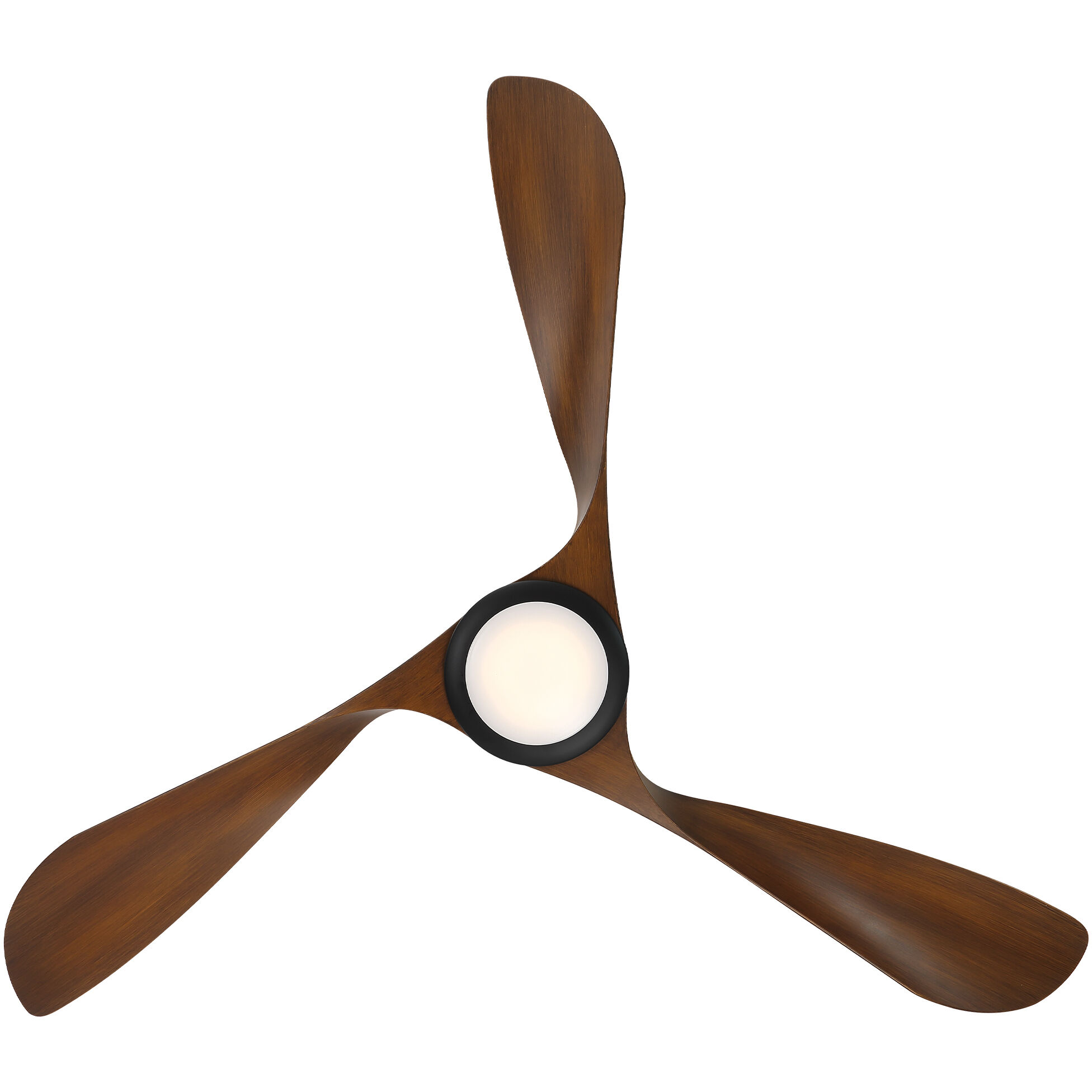 Swirl 54 inch Matte Black Distressed Koa with Distressed Koa Blades Downrod Ceiling Fans, Smart Fan