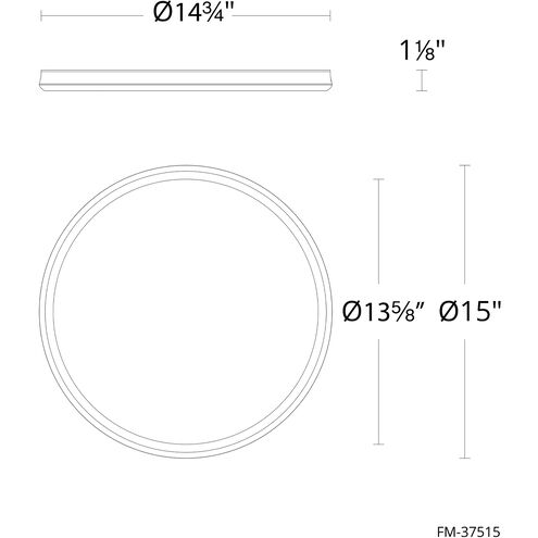 Parthenon LED 15 inch White Flush Mount Ceiling Light in 3000K, dweLED