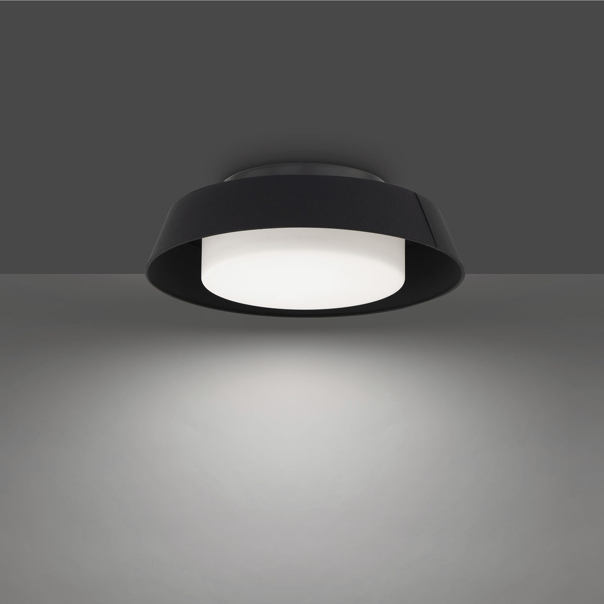 Chapeau LED 16 inch Black Flush Mount Ceiling Light in 2700K, dweLED