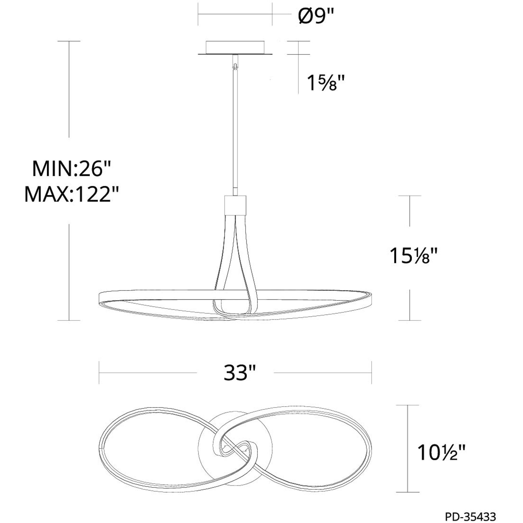 Mobius Linear Pendant Ceiling Light in Chrome, dweLED