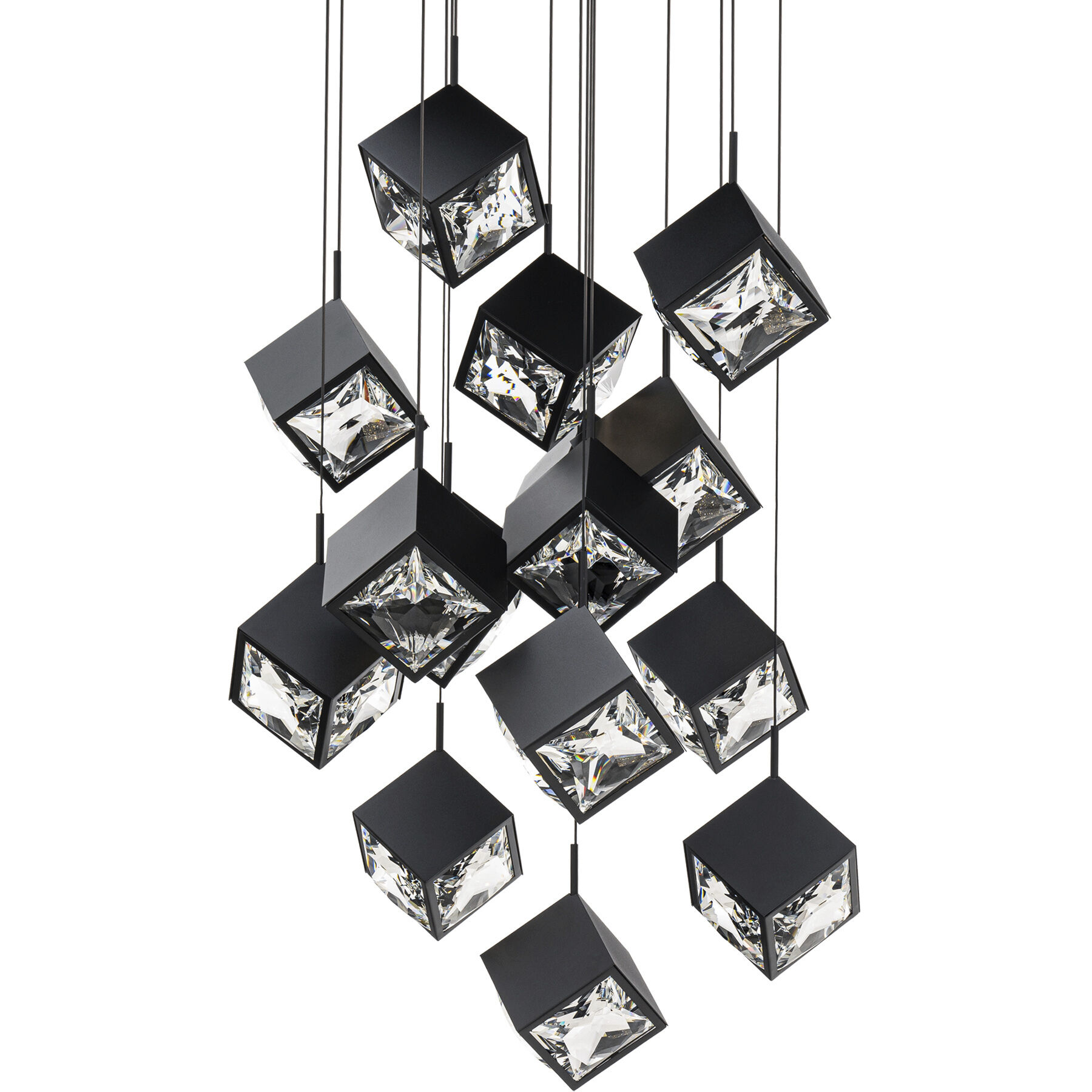 Ice Cube LED 24.88 inch Black Multi-Light Pendant Ceiling Light, dweLED