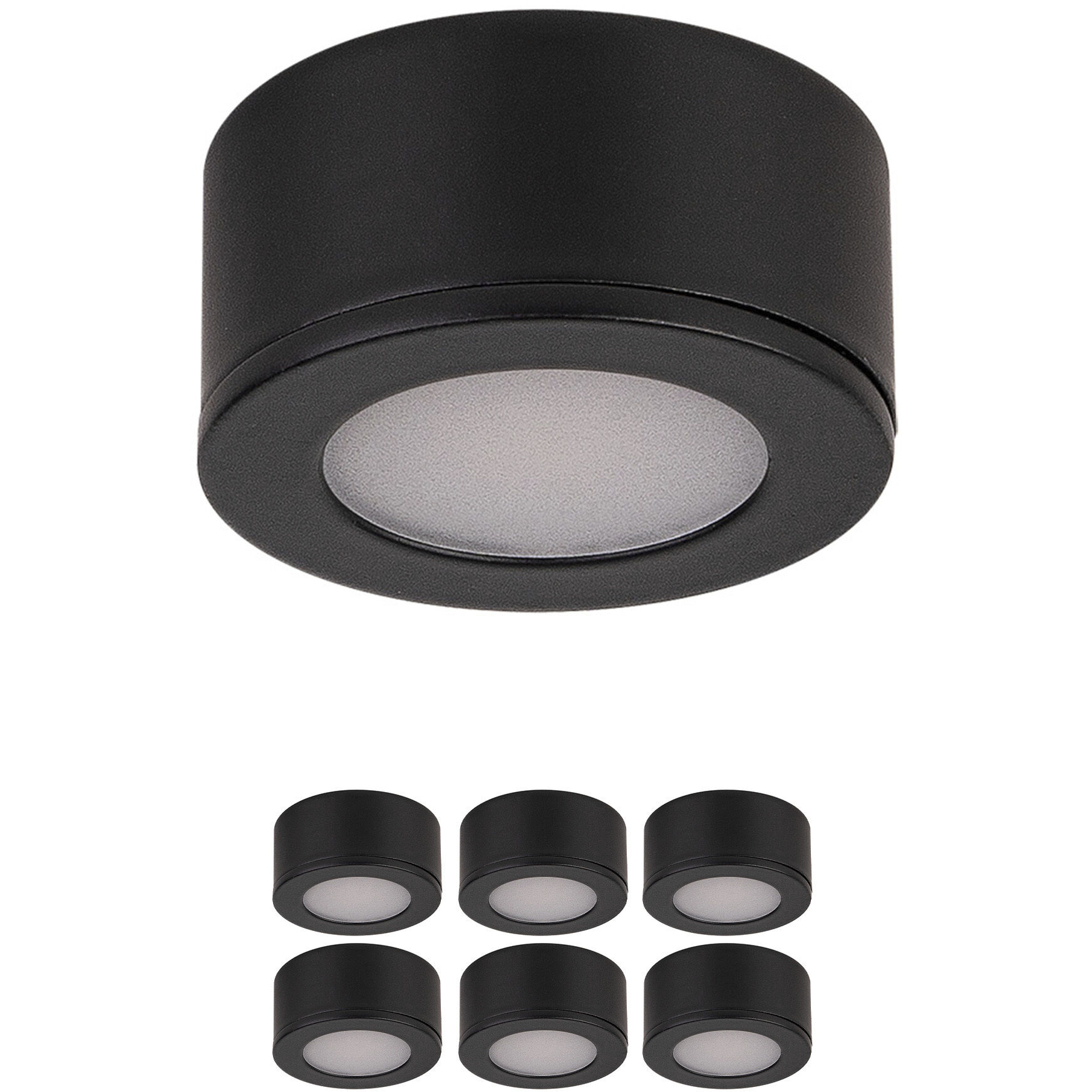 Mini Puck 6 Light 24 Black Puck Lighting Ceiling Light, WAC Limited