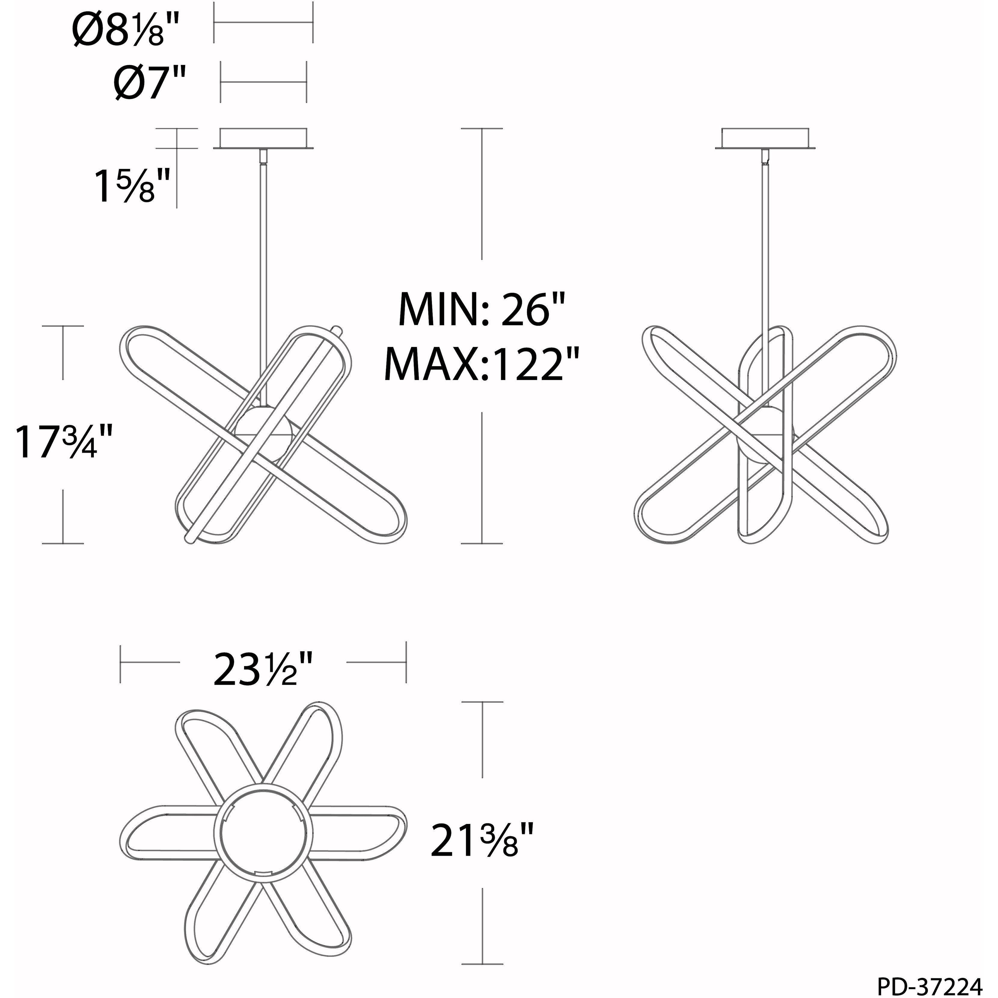 Valerius LED 21 inch Black Pendant Ceiling Light, dweLED