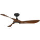 Swirl 54 inch Matte Black Distressed Koa with Distressed Koa Blades Downrod Ceiling Fans, Smart Fan