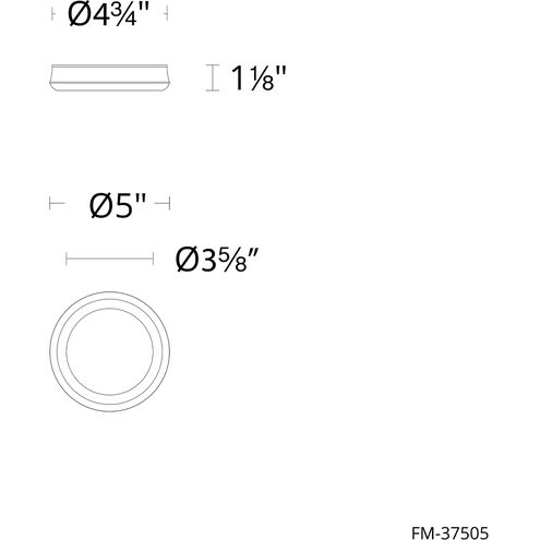 Parthenon LED 5 inch Black Flush Mount Ceiling Light in 4000K, dweLED