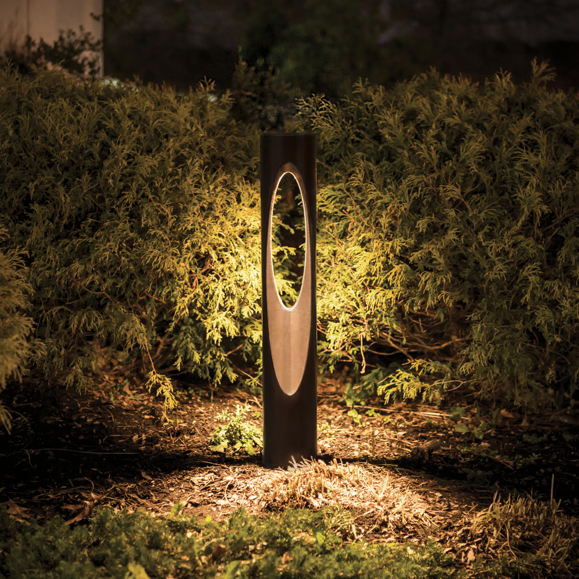 Scoop 120 12.5 watt Bronze Bollard Lighting in 2700K, WAC Landscape