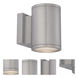 Tube LED 6.5 inch Brushed Aluminum Outdoor Wall Light