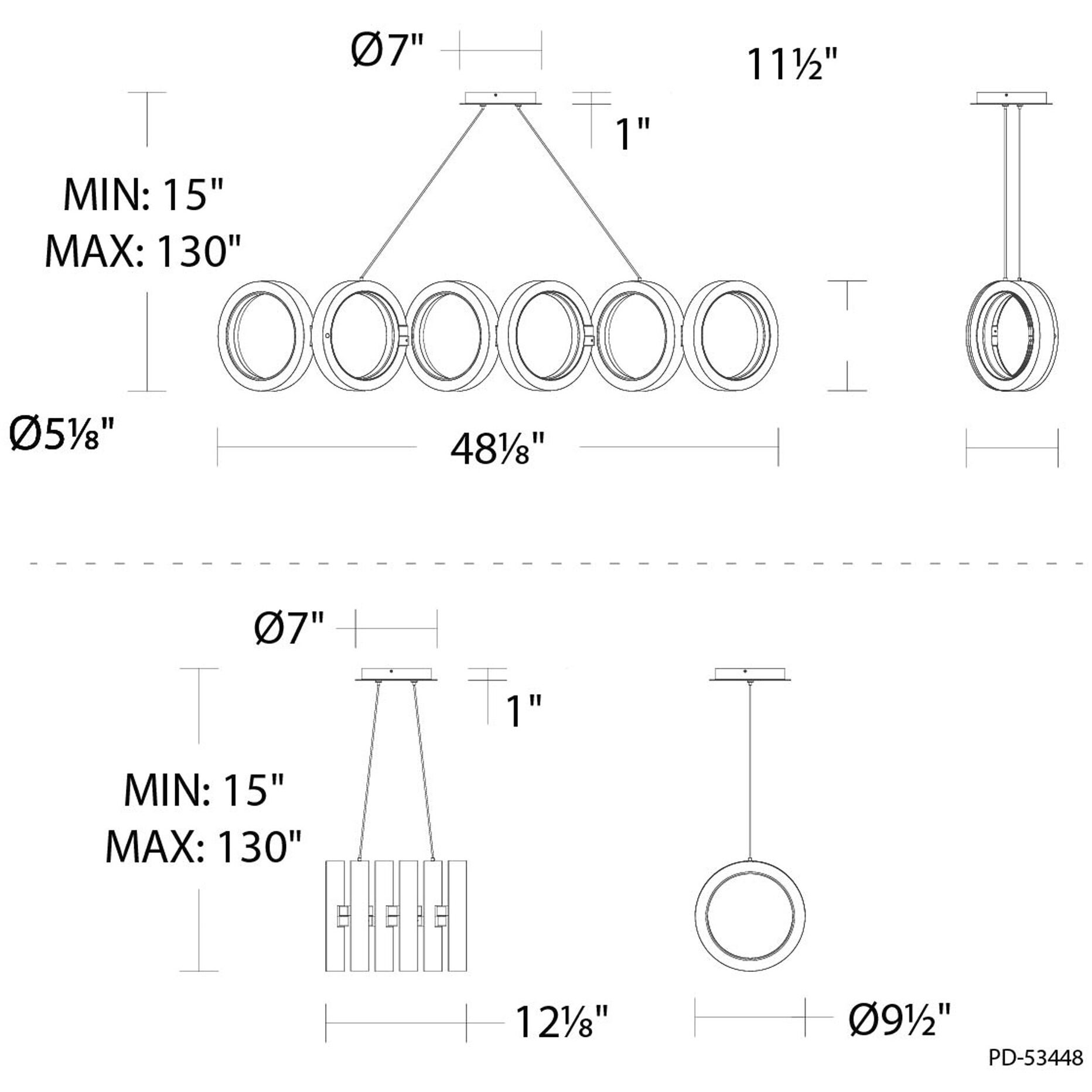 Cabot Linear Pendant Ceiling Light in 3000K, dweLED